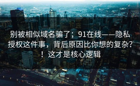 别被相似域名骗了；91在线——隐私授权这件事，背后原因比你想的复杂？！这才是核心逻辑