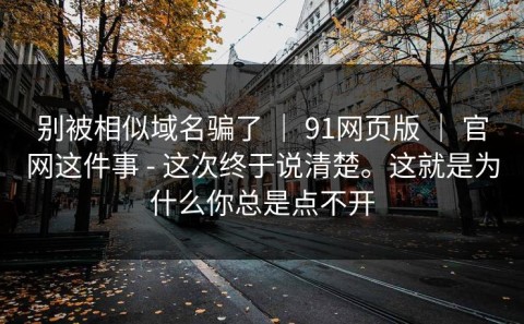 别被相似域名骗了 ｜ 91网页版 ｜ 官网这件事 - 这次终于说清楚。这就是为什么你总是点不开